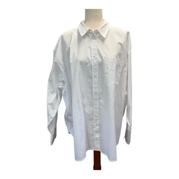 J Crew Womens Etienne Oversized Fit Long Sleeve Top~Size 2X~White Oxford NWT - Picture 3 of 11